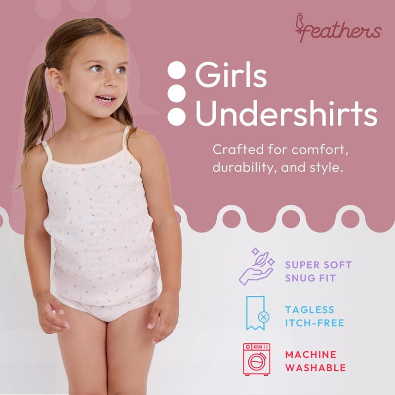 Feathers Super Soft Girls Undershirts Tagless Camisoles – Cotton Cami Girls Tank Tops (3 Pack) - Image 2